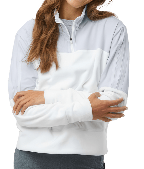 Adidas Women's Recycled Fleece Quarter Zip Pullover in Halo Blue