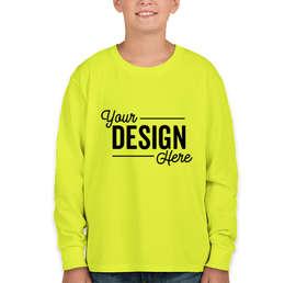 Fruit of the Loom Youth 100% Cotton Long Sleeve T-shirt - Color: Safety Green