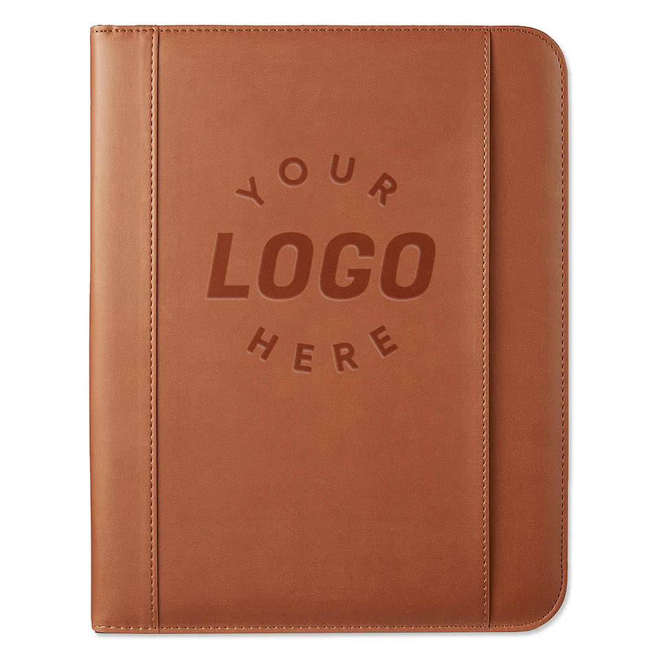 Debossed Leeman Tuscany Mobile Zippered Padfolio