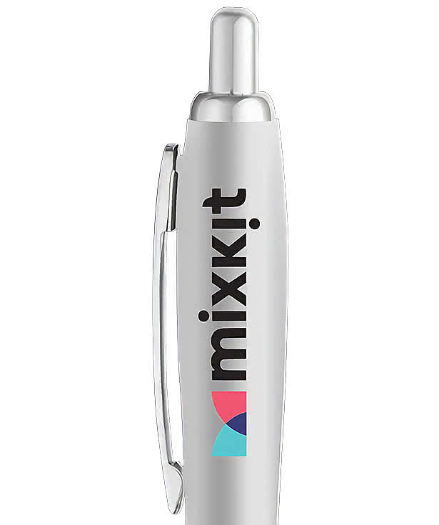 Curvaceous Matte Silver Ballpoint Pen (black ink)
