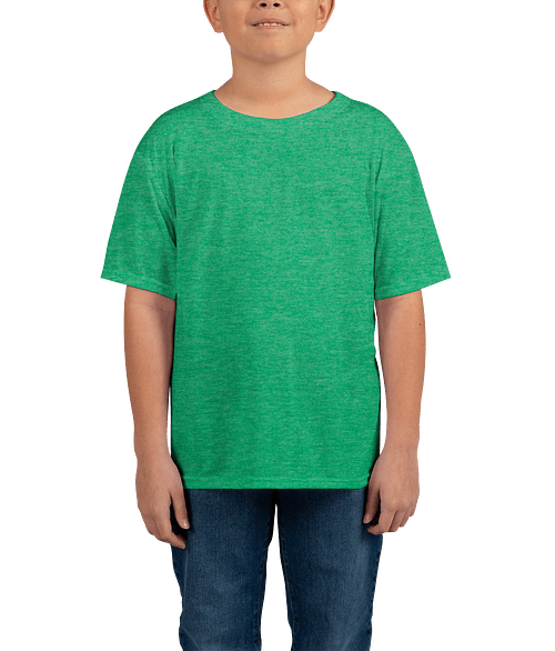 Gildan Youth Softstyle Jersey T-shirt in Heather Irish Green