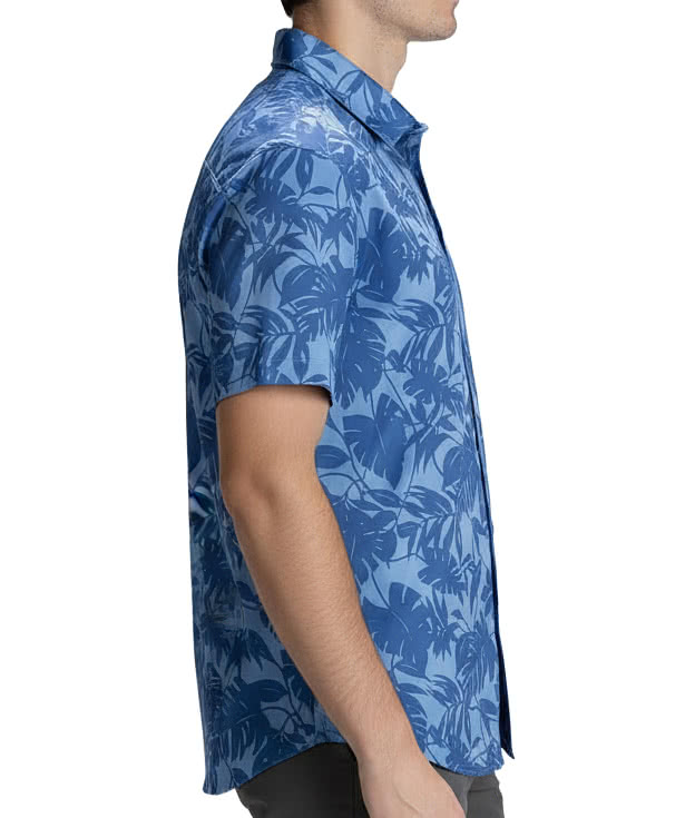 Edwards UPF 40 Palm Leaf Print Short Sleeve Camp Shirt