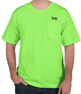 Bayside USA-Made 100% Cotton Pocket T-shirt - Color: Lime Green