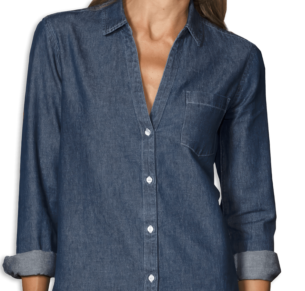 Blue Generation Women's Untucked Long Sleeve Denim Shirt - Embroidered-default