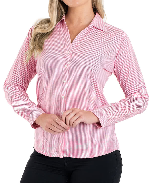 Blue Generation Women's Untucked Gingham Long Sleeve Dress Shirt