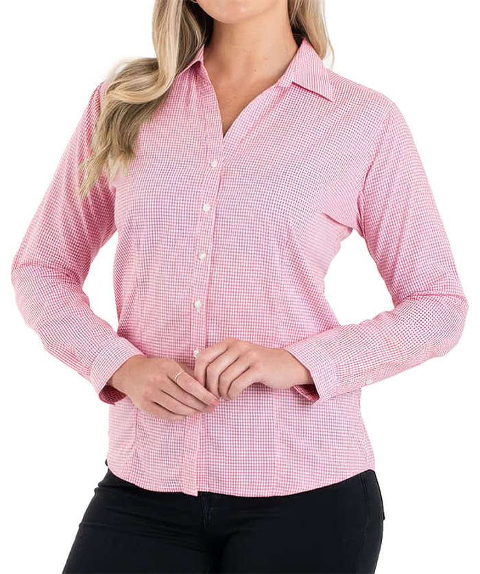 Blue Generation Women's Untucked Gingham Long Sleeve Dress Shirt