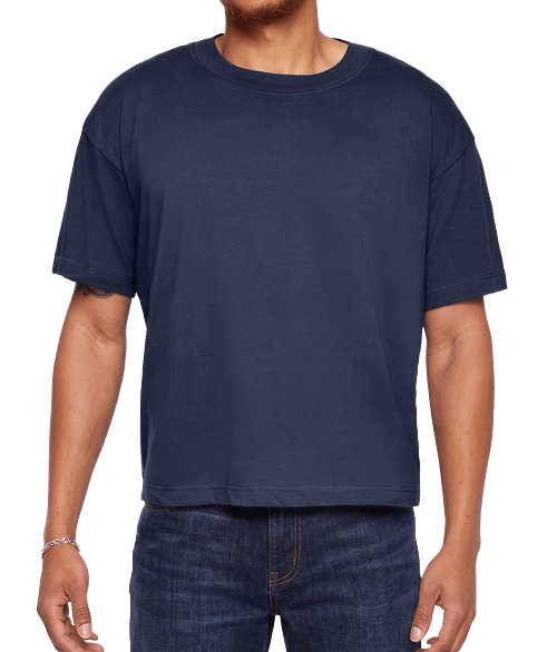 Live & Tell by LAT Boxy Fine Jersey Crewneck T-shirt in Denim