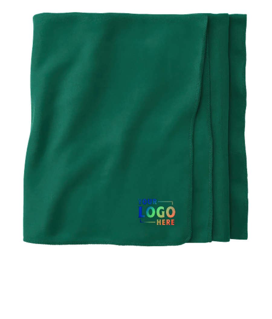 Basic Brushed Fleece Blanket in Green Hunter