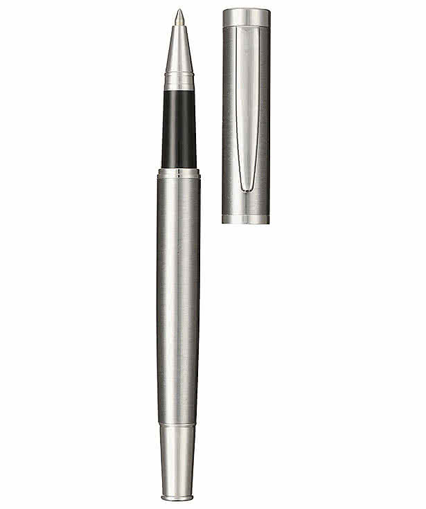 Laser Engraved Recycled Stainless Steel Rollerball Pen (black ink)