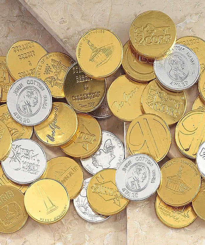 Debossed Foil Wrapped Milk Chocolate Coins