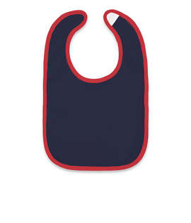Rabbit Skins Contrast Trim Premium Jersey Baby Bib - Color: Navy / Red