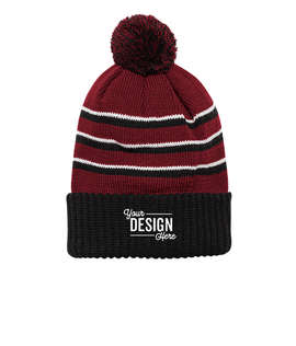 Richardson Stripe Cuffed Beanie - Color: Cardinal / Black / White
