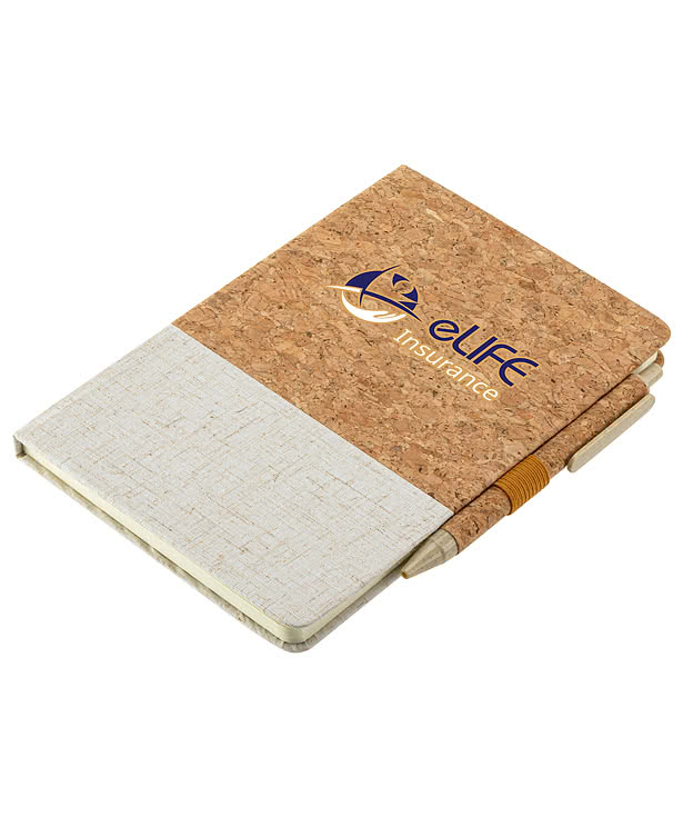 Cork & Linen Hard Cover Notebook with Pen