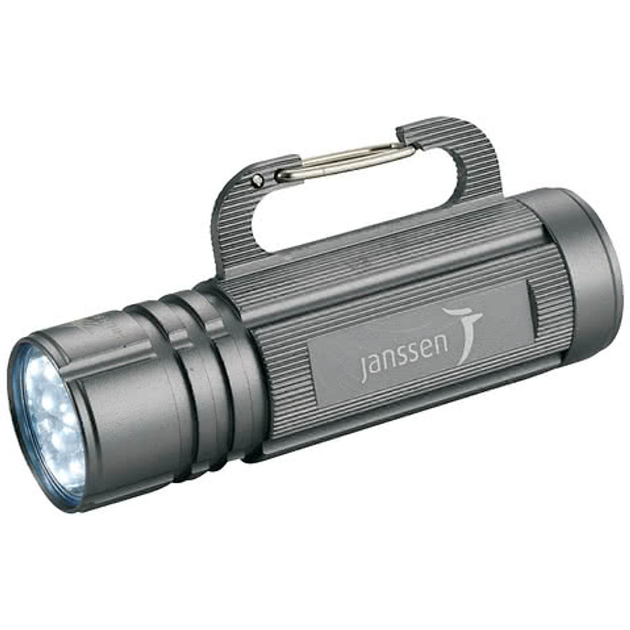 Laser Engraved High Sierra Carabiner Hook Flashlight in Graphite (GA)