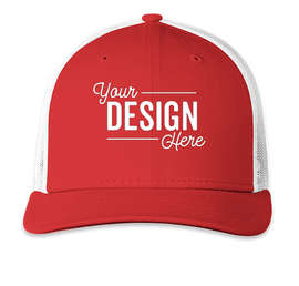 New Era Snapback Low Profile Trucker Hat - Color: Scarlet / White