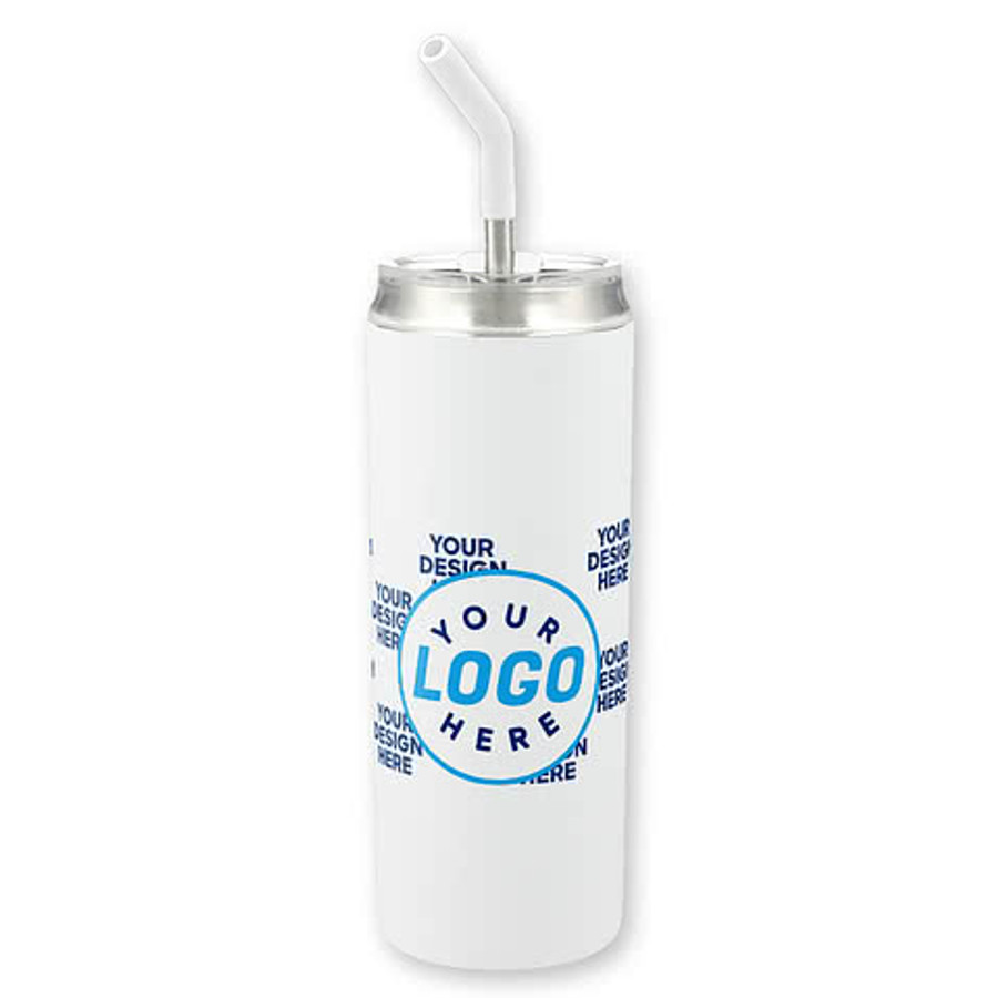 Full Color Wrap 20 oz. Marka Copper Vacuum Insulated Tumbler with Straw in White