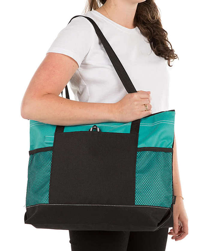 Large Multi-Pocket Zippered Tote Bag