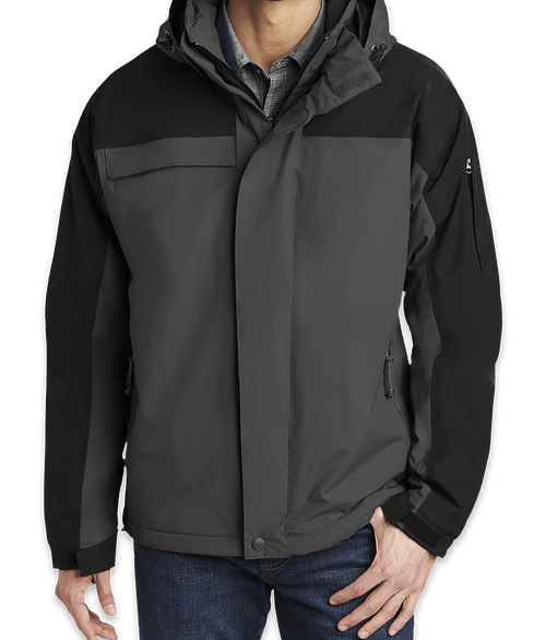Port Authority Nootka Hooded Insulated Jacket in Graphite / Black
