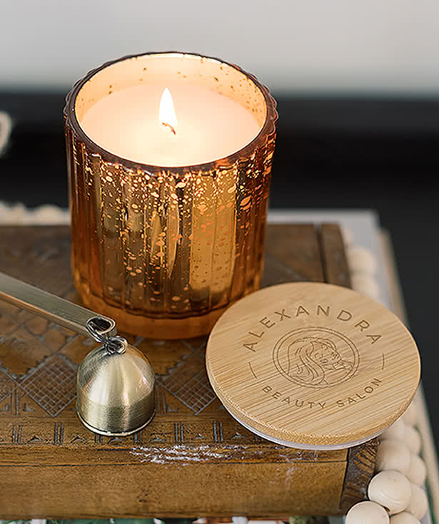 Laser Engraved Aria Scented Candle with Bamboo Lid