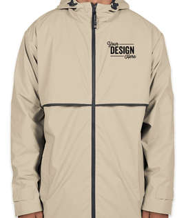 Charles River New Englander Hooded Rain Jacket - Color: Taupe / Navy