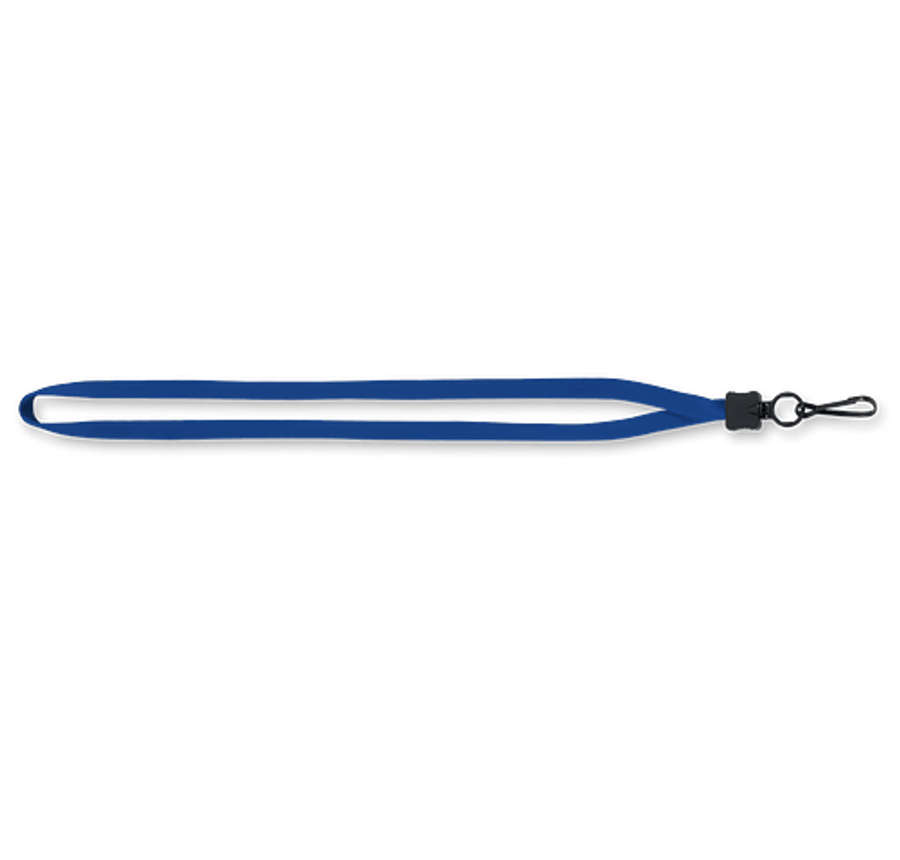 1/2" Cotton Lanyard with Plastic O-Ring and Large Metal J Hook in Electric Blue