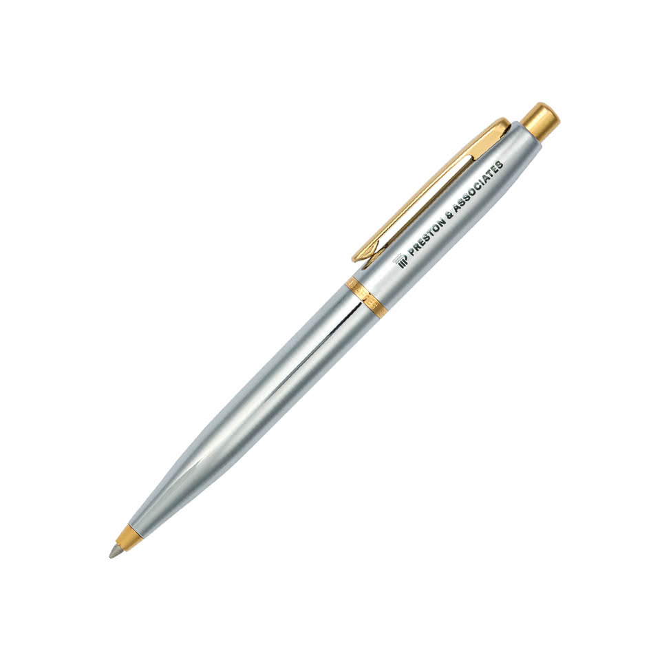 Laser Engraved Sheaffer VFM Polished Chrome with Gold Ballpoint Pen (black ink)