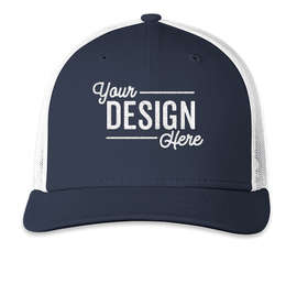 New Era Snapback Low Profile Trucker Hat - Color: Deep Navy / White