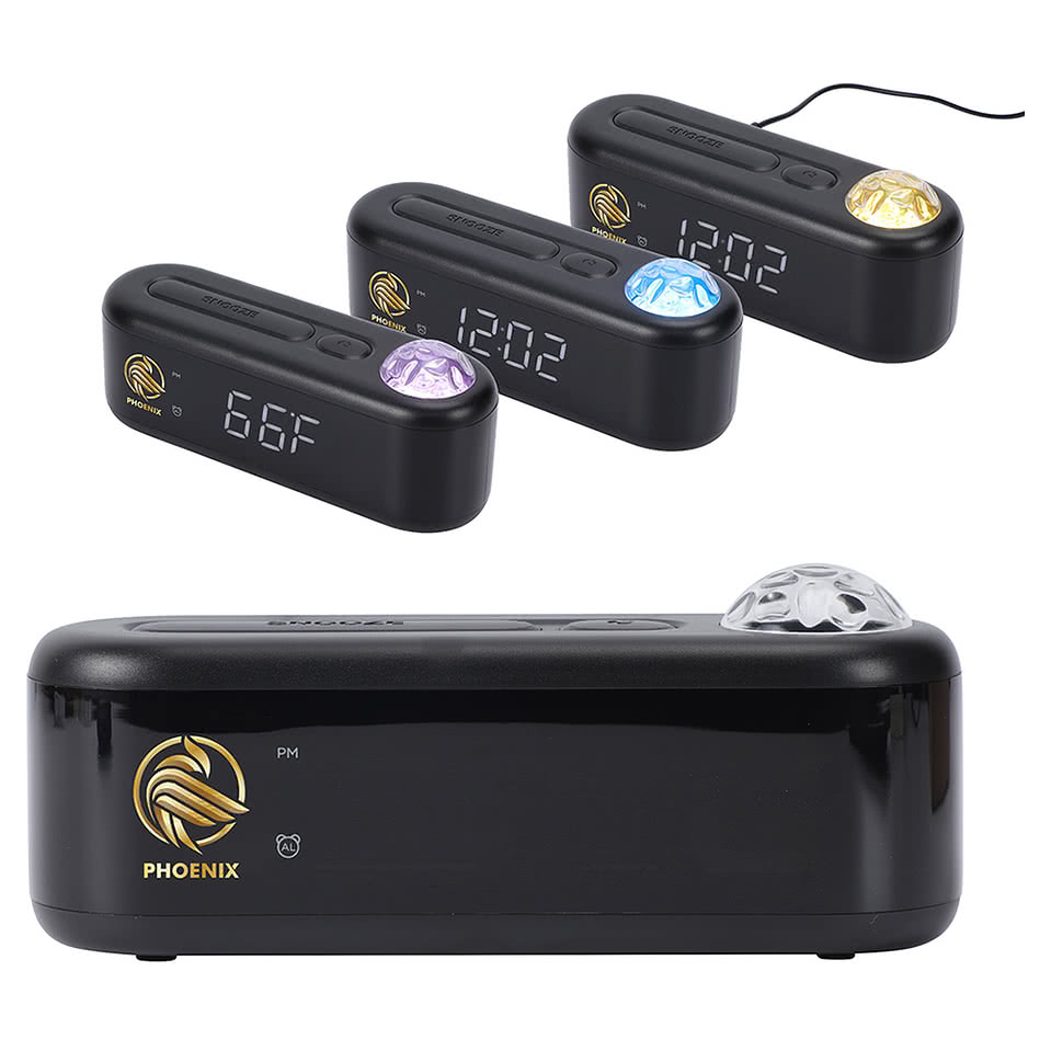 Ambiance Digital Alarm Clock with Ocean & Aurora Ceiling Projection