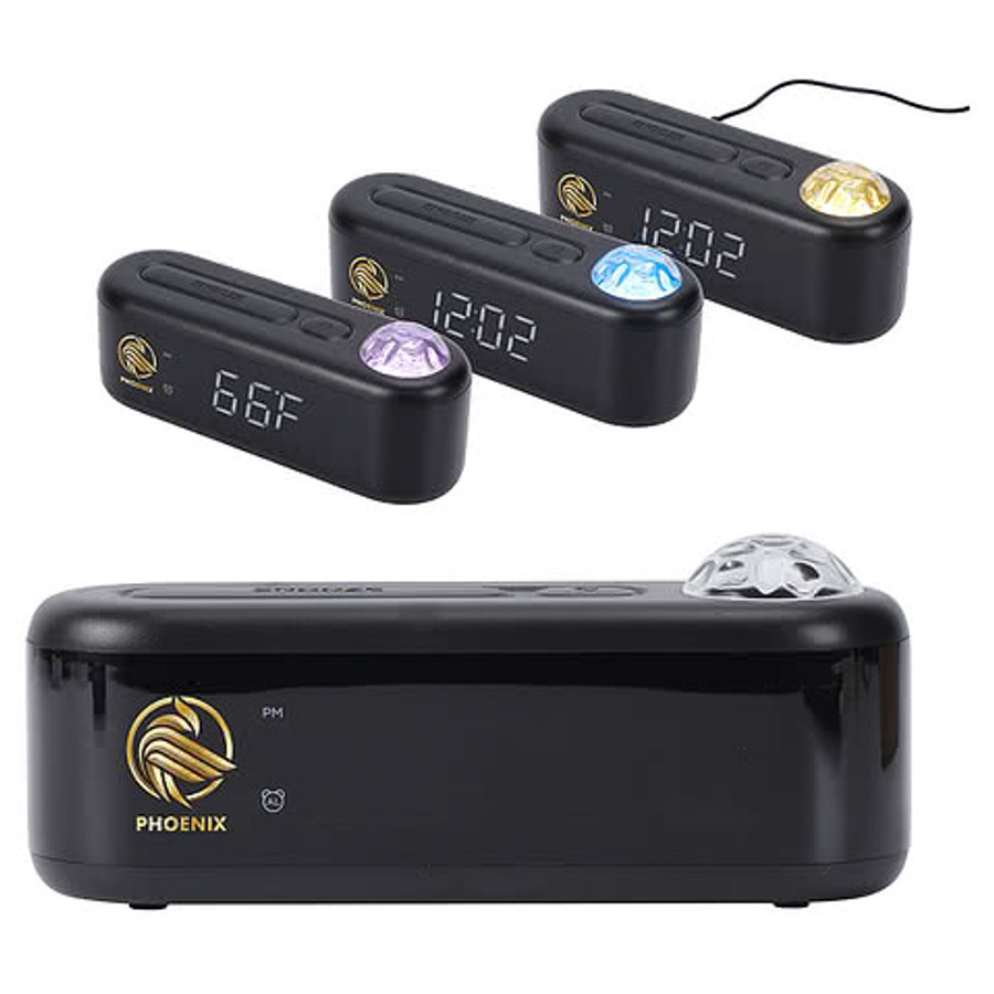 Ambiance Digital Alarm Clock with Ocean & Aurora Ceiling Projection in Black