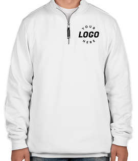 Charles River Crosswind Quarter Zip Sweatshirt - Screen Printed - Color: White