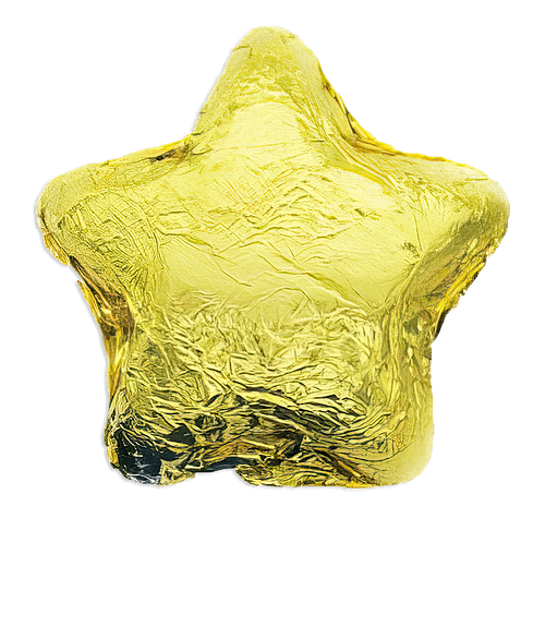 Foil Wrapped Chocolate Star in Gold