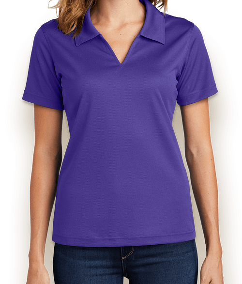 Sport-Tek Women's Dri-Mesh V-Neck Performance Polo - Embroidered in Purple