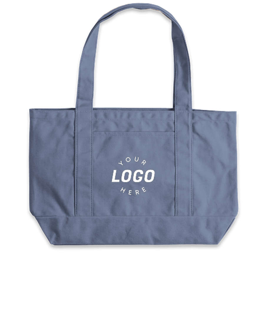 Large Midweight Gusseted Pigment Dyed Tote Bag in Blue Jean