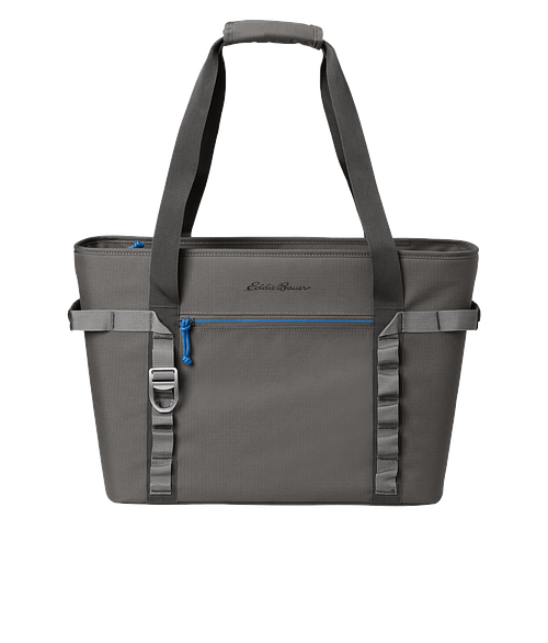 Full Color Eddie Bauer Max Cool Can Cooler Tote Bag in Metal Grey / Expedition Blue