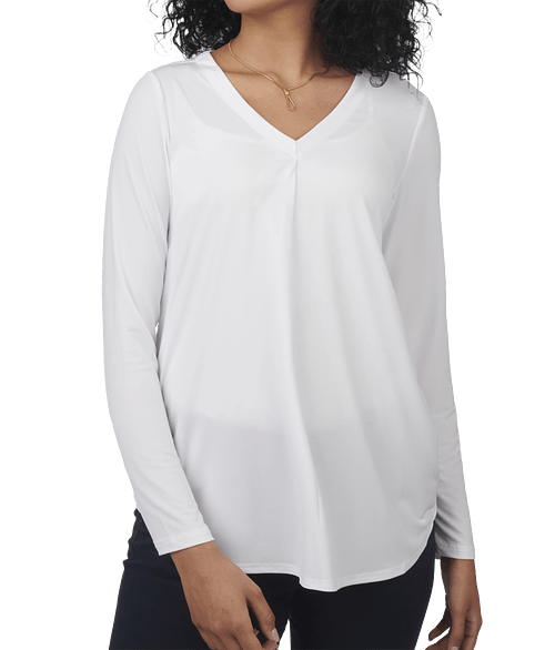 Edwards Women's Soft Pleated V-Neck Blouse in White