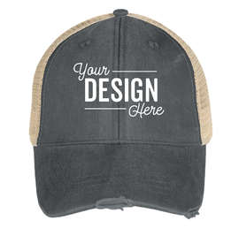 Adams Pigment Dyed Distressed Trucker Hat - Color: Navy / Tan