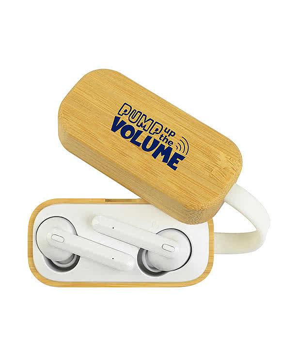 Truly Wireless Earbuds with Bamboo Charging Case