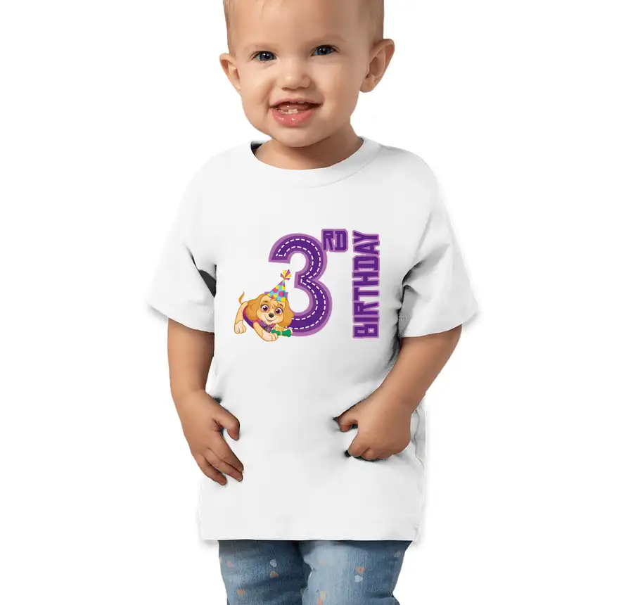 Paw Patrol - Birthday Skye - 3rd Birthday - Bella + Canvas Toddler Jersey Short-Sleeve T-shirt