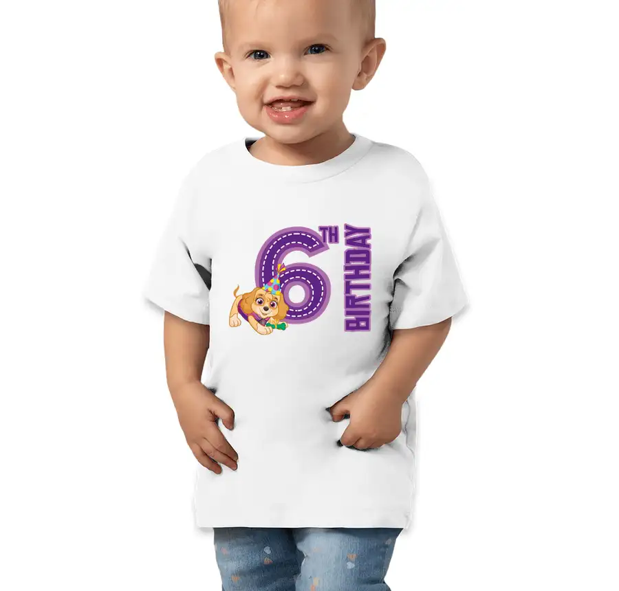 Paw Patrol - Birthday Skye - 6th Birthday - Bella + Canvas Toddler Jersey Short-Sleeve T-shirt