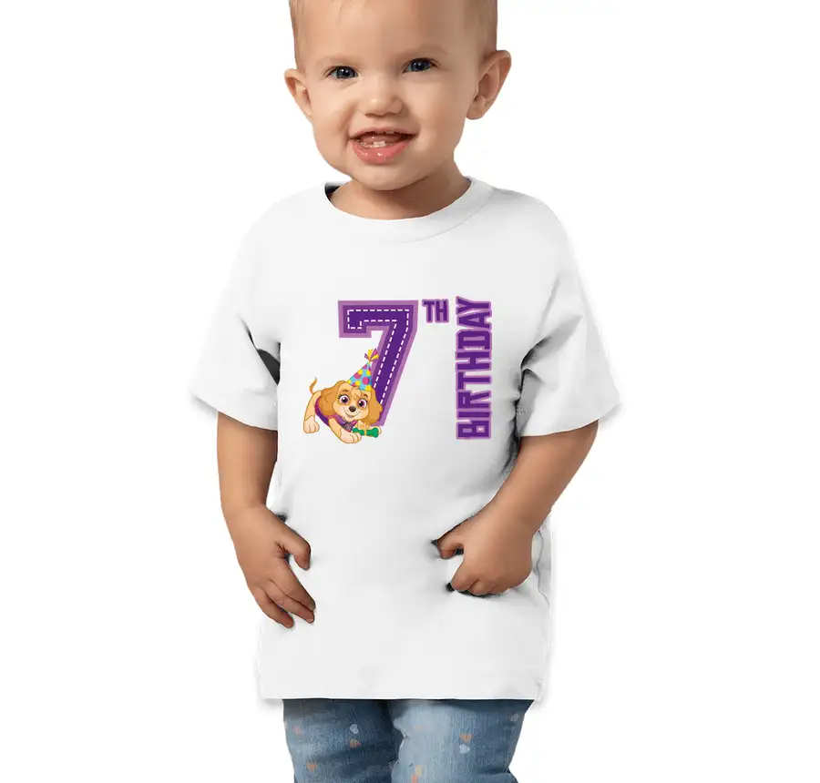 Paw Patrol - Birthday Skye - 7th Birthday - Bella + Canvas Toddler Jersey Short-Sleeve T-shirt