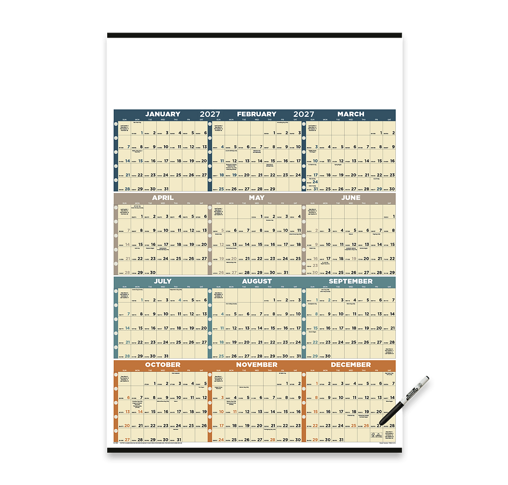 Time Management Span-A-Year Laminated Poster Calendar with Marker-default