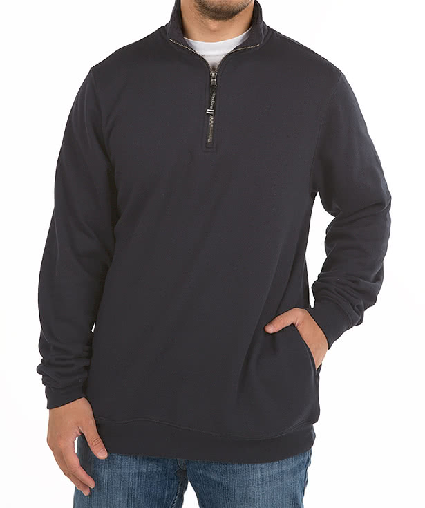 Charles River Crosswind Quarter Zip Sweatshirt - Faux Leather Patch