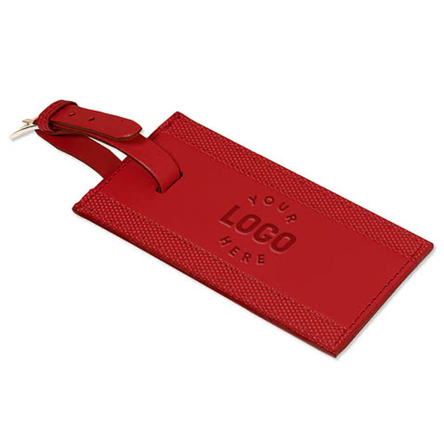 Debossed Majestic Leather Luggage Tag in Blue