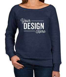Canada - Bella + Canvas Women's Tri-Blend Wide Neck Sweatshirt - Color: Navy Triblend