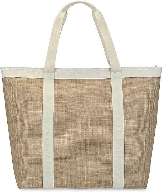 Full Color KeepCool Nairobi Jute Shopper Cooler Tote Bag