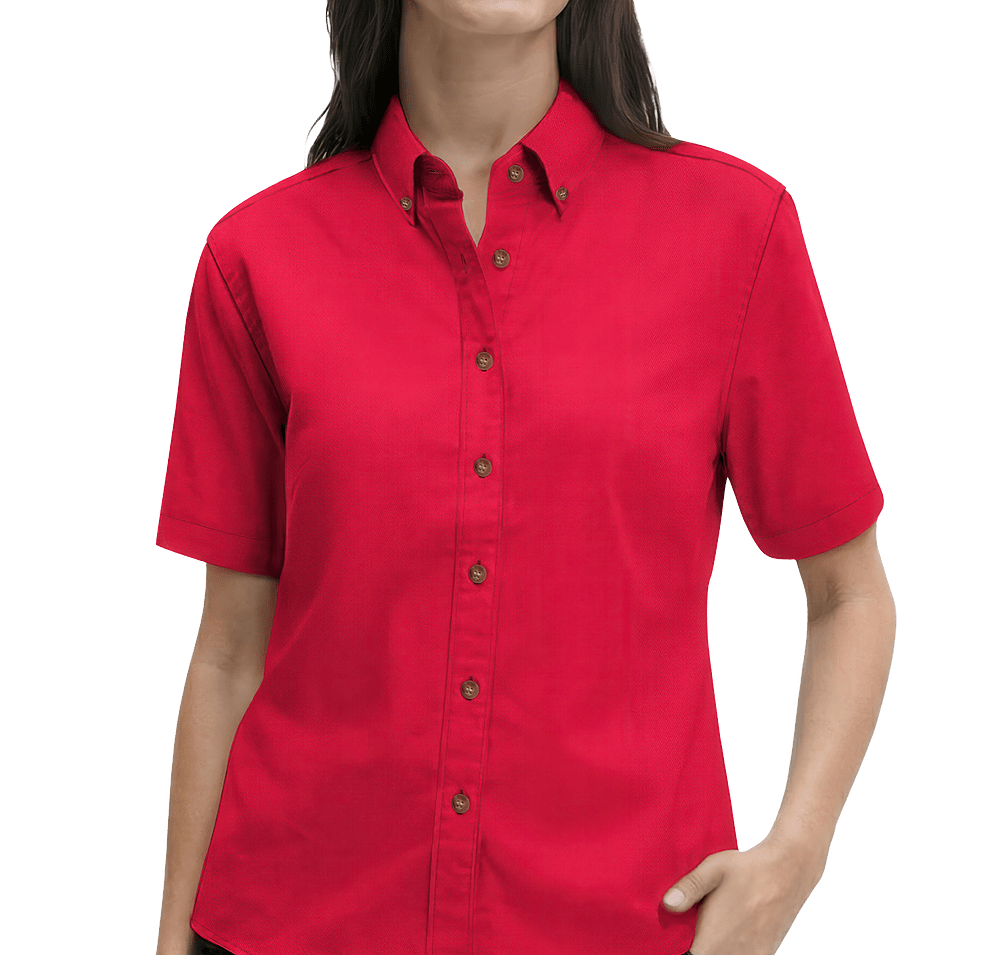 Blue Generation Women’s 100% Cotton Twill Short Sleeve Shirt - Embroidered-default