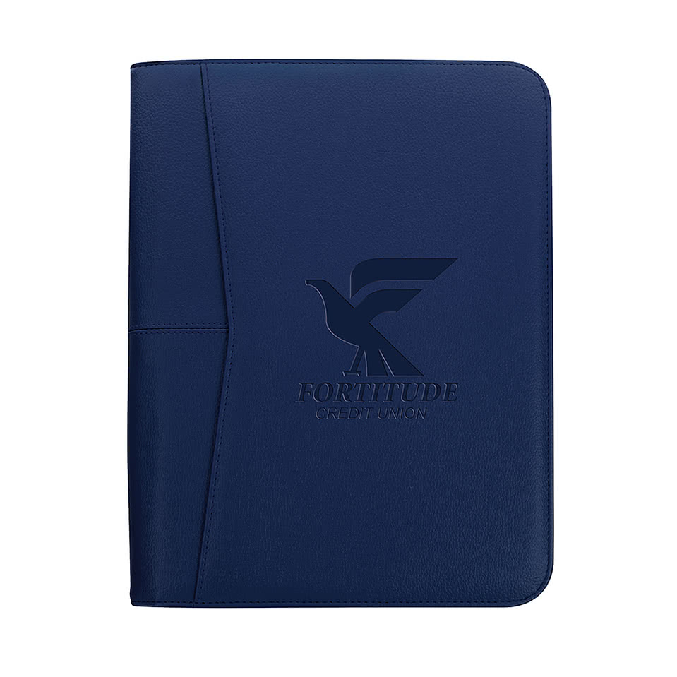 Debossed Arrow Zippered Padfolio