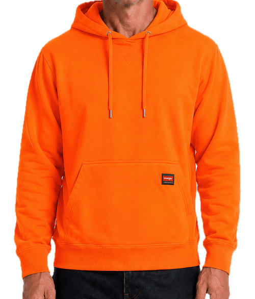 Wrangler Workwear Pullover Hoodie  - Embroidered in Orange