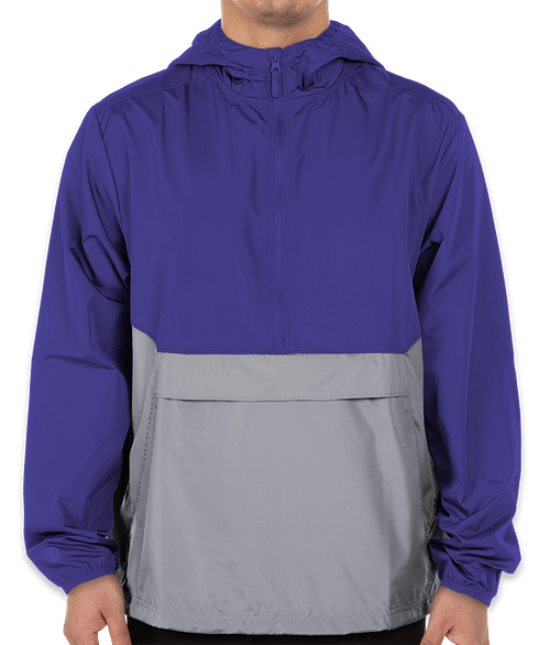 Holloway Packable Hooded Half Zip Pullover in Purple / Athletic Grey
