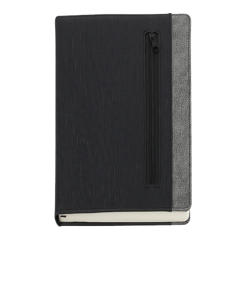 Debossed Zip-It Pocketed Notebook in Gray